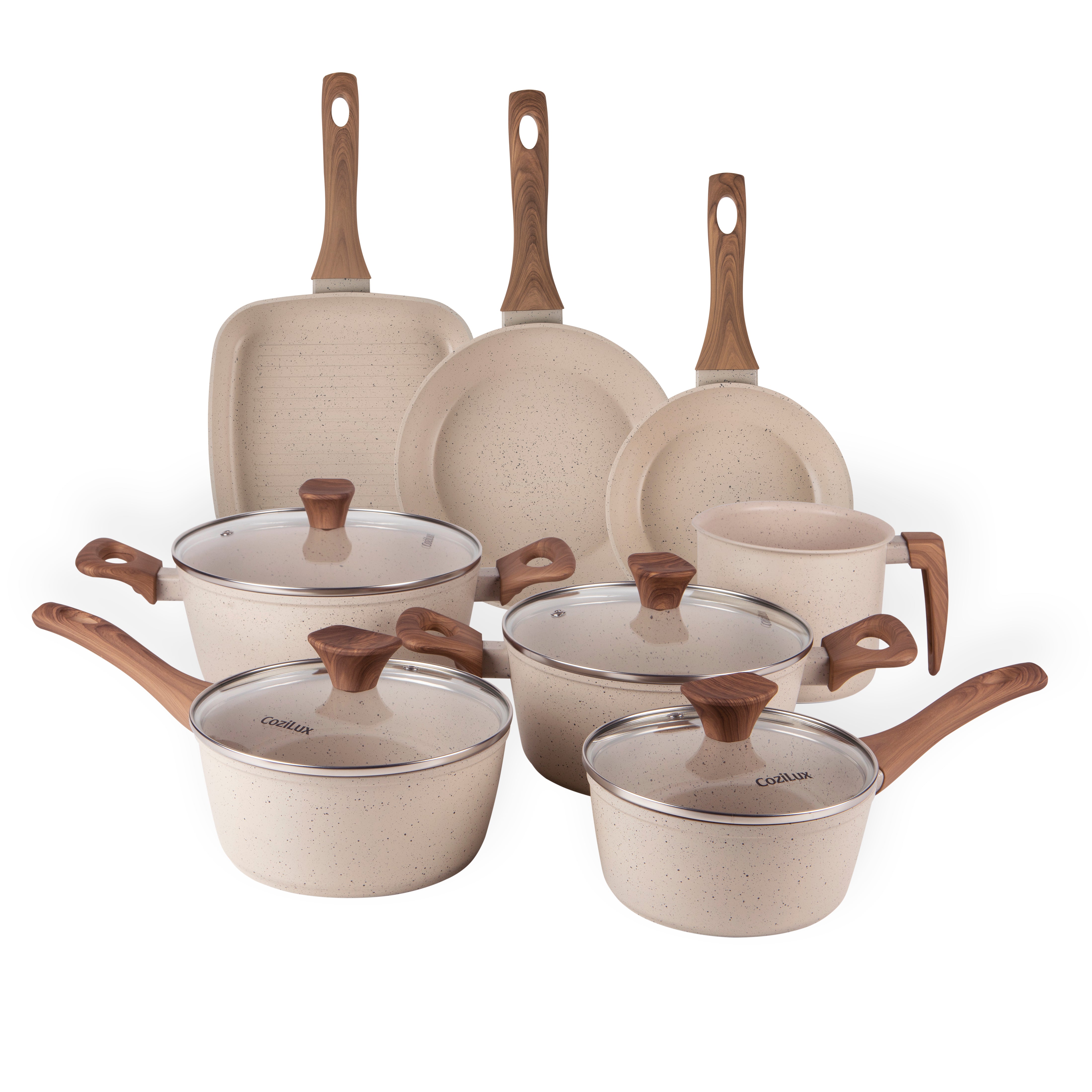 Jogo de Panelas Cozilux Linen Ceramic - Revestimento Cerâmico Antiaderente 8 Peças